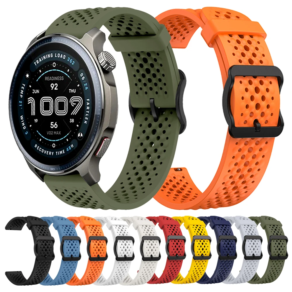 Bracelet respirant en Silicone, 22mm, pour AMAZFIT BALANCE 2 BIP 6 5 UNITY/GTR 4 3 Pro 2e 47mm Stratos Zepp Z, pour montre Xiaomi
