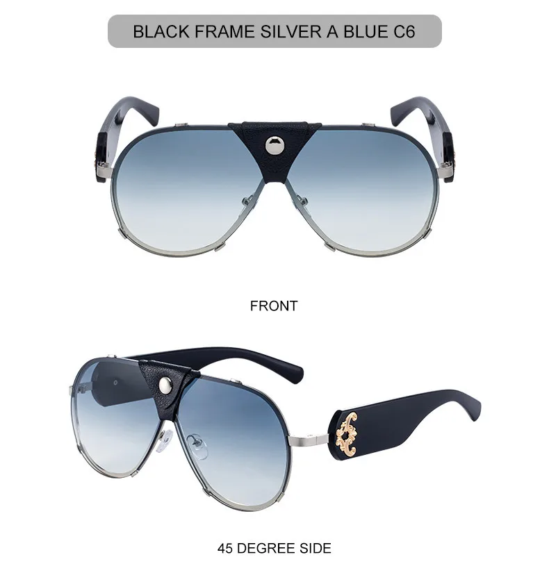 Vintage Übergroße Steampunk Piloten-Sonnenbrille 2026 Luxusmarke Shield Sonnenbrille Trendige Goggle-Fahrbrille UV400-Schutz – Detail 16