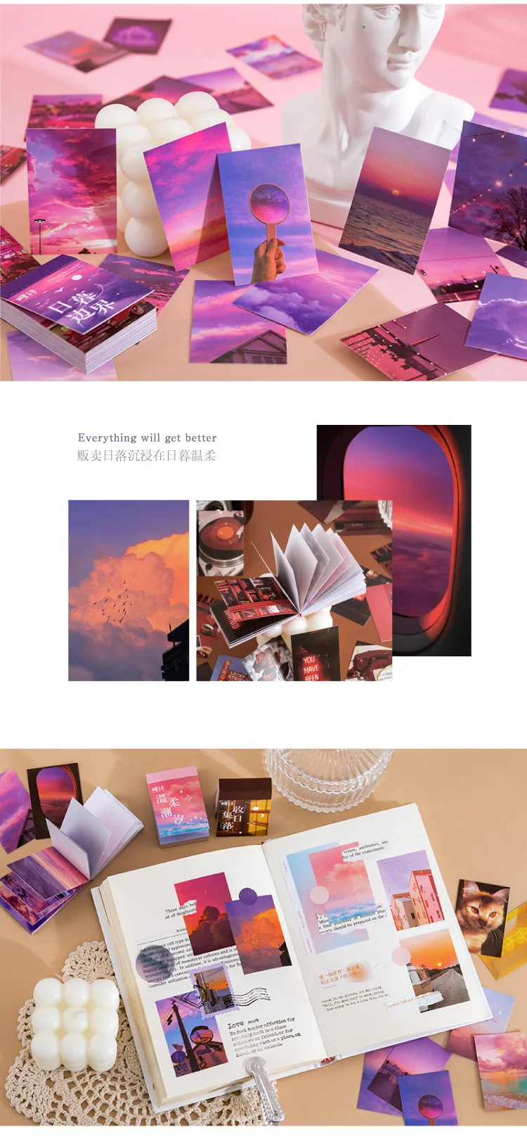 50 Sheets World Scenery Style Sticker Book Coated Paper Journal DIY Material Decoration Sticker Memo Pad Scrapbook Stationery