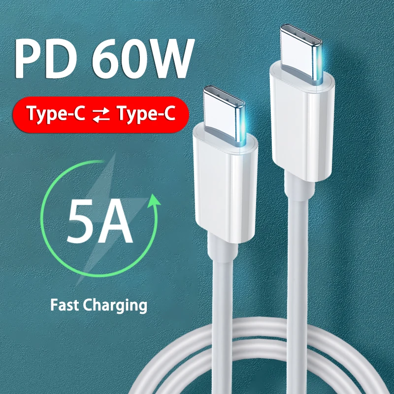 SAMIYOE 2Pieces USB C To Type C Cable PD 60W Fast Charge Cell Phone Charging Cord For Xiaomi Redmi POCO Samsung Huawei MateBook