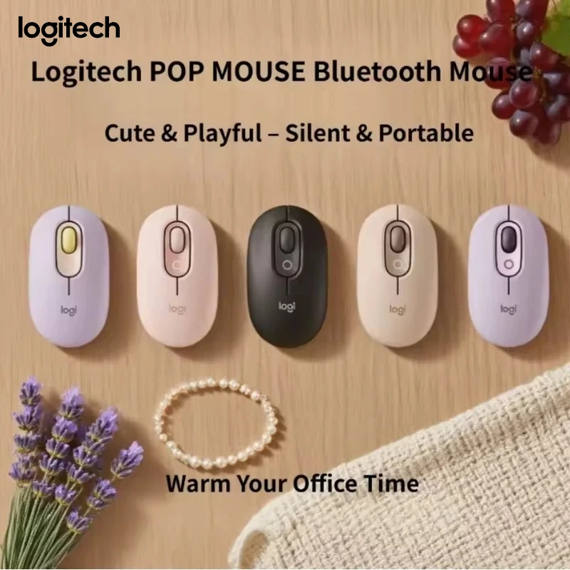 

Беспроводная мышь Logitech POP, подключение Bluetooth для ноутбука/Mac/планшета, бесшумная, длительный срок службы батареи, для офиса и домашнего использования