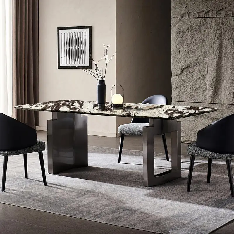 طاولة طعام فاخرة من الحجر البلاتيني طاولة مربعة من الرخام الطبيعي طاولة طعام من الجاديت الأزرق #4