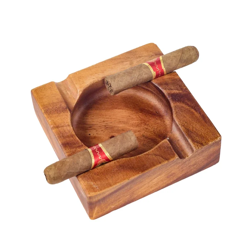 New Wood Cigar Ashtray Square Ash tray Living Room 4 Slot Cigarette Ashtray Cigar Holder Ashtray