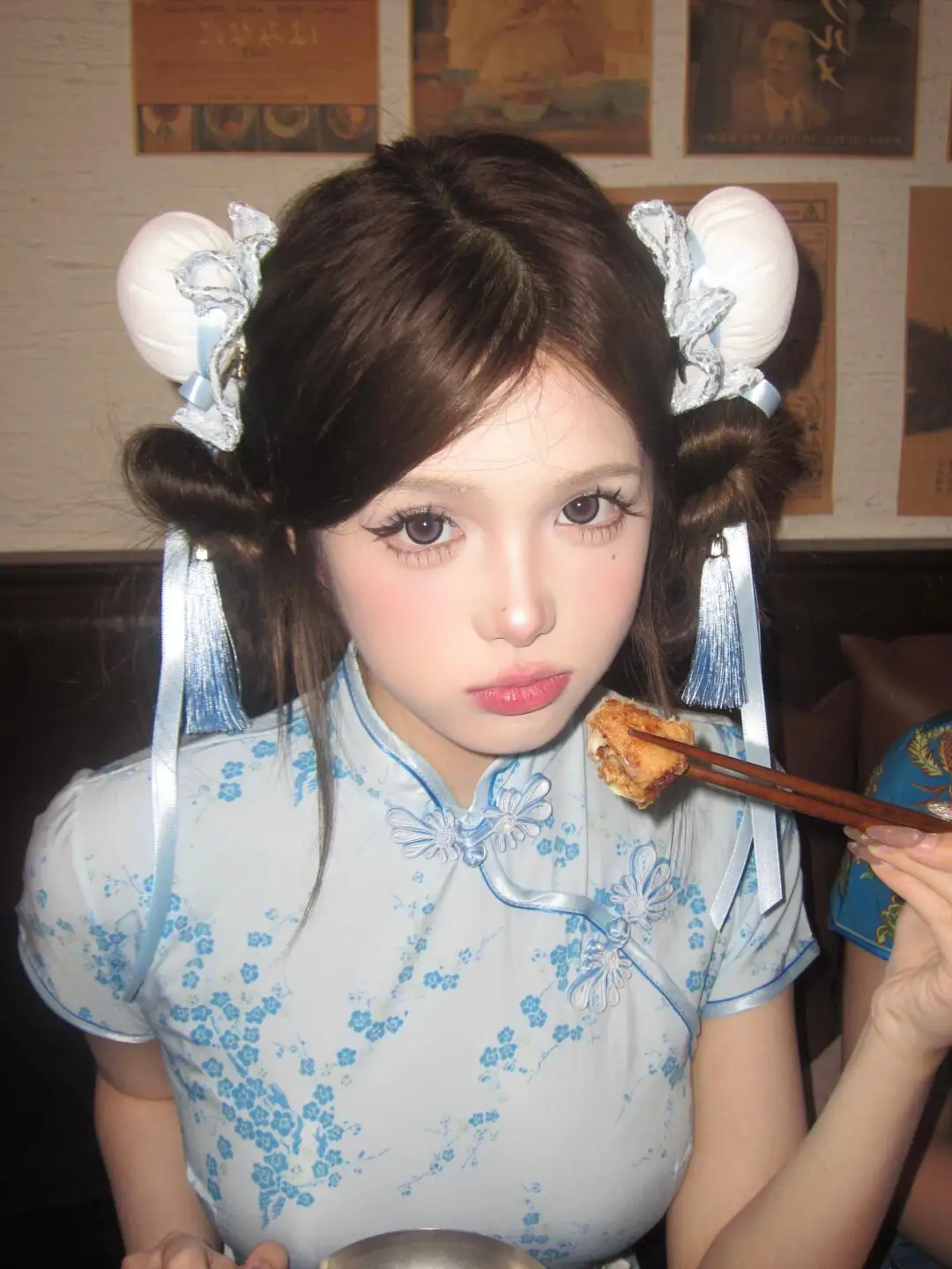 فستان تشيونغسام صيني، زي تنكري للهالوين وعيد الميلاد، زي خادمة ناعم للفتيات، زي يومي بأكمام قصيرة من مواد أخرى