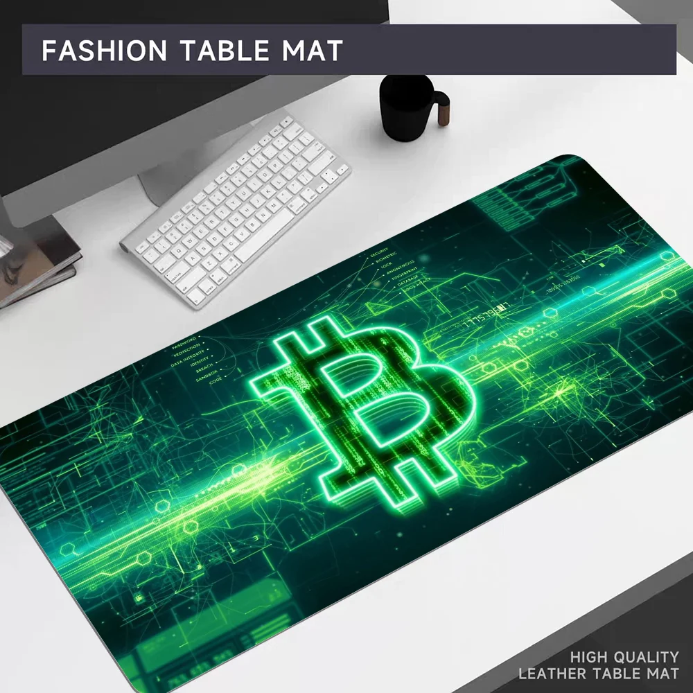 Alfombrilla de ratón Bitcoin de 80x30cm XL, tapete de escritorio para ordenador de oficina, teclado de mesa, alfombrilla de ratón grande para ordenador portátil, cojín para dormitorio