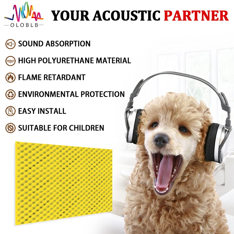 Soundproofing Noise Cancelling Wedge Panels 6/12/24pcs Egg Crate Panels Acoustic Foam Sound Proof Wall Tiles For Recoding Studio