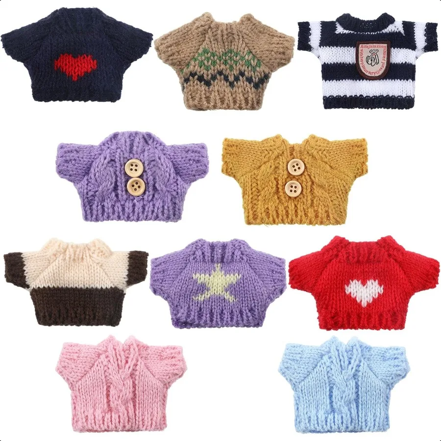 

10 Pieces Christmas Doll Clothes Set Christmas Accories Winter Outfits Knitted Clothing Santa Sweater for Doll Accories Adorab