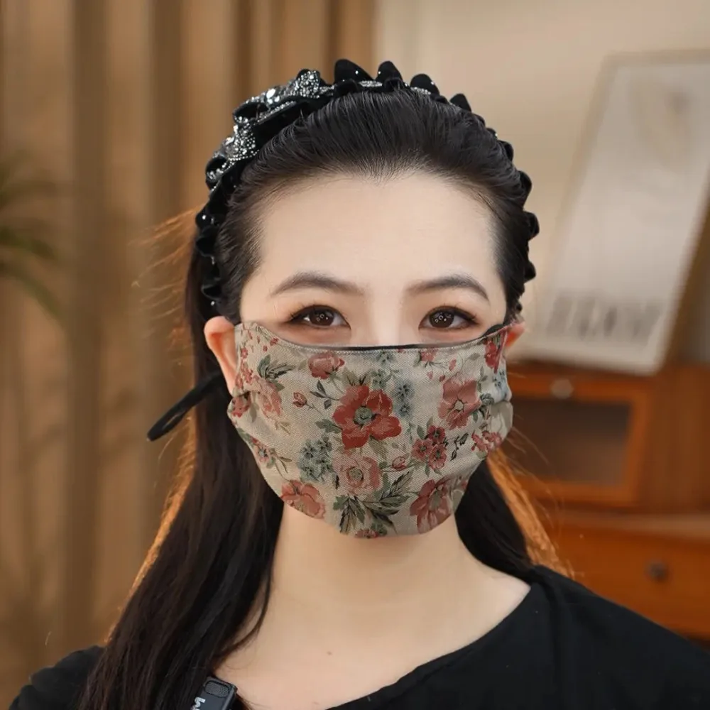 New Flower Warm Face Mask Fleece Thickened Winter Neck Warmer Lengthen Windproof Cycling Cold-Proof Scarf Women