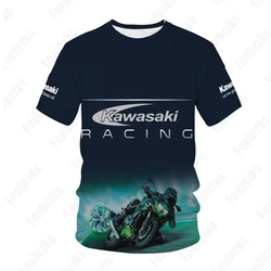 New Men Kawasaki Team Race Suit T-Shirt Motorcycle Rider Summer Cycling Suit Boys Bottom Shirt 3D Printed Kid/Adult Training Top