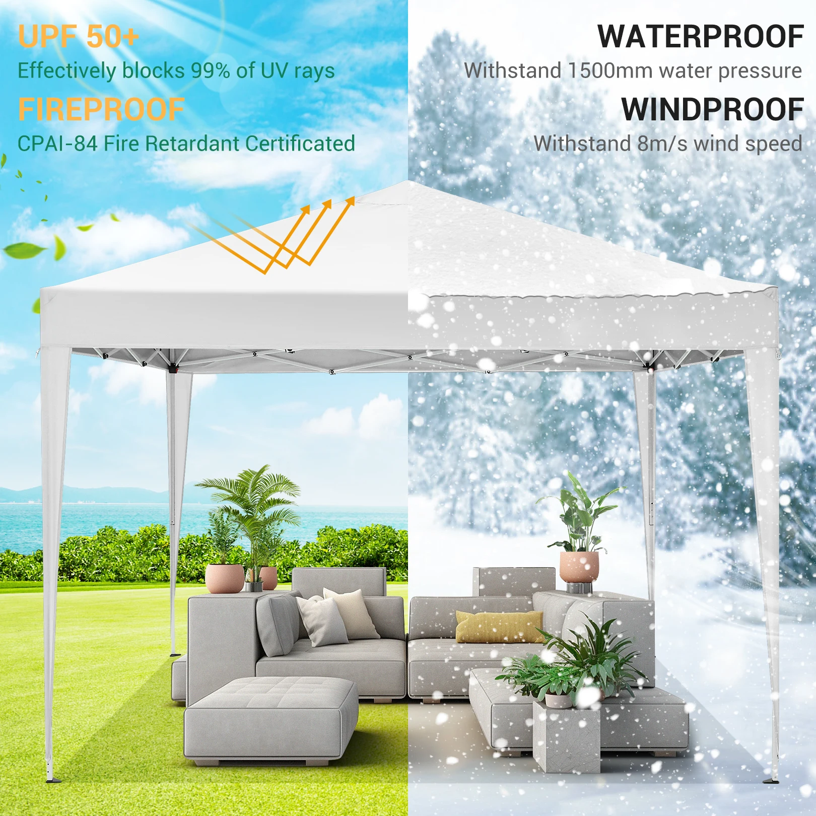 10x10 Pop up Canopy Tent Protable Canopy Tent with 4 Sidewalls Waterproof Instant Shelter Tent for Parties,with Carry Bag