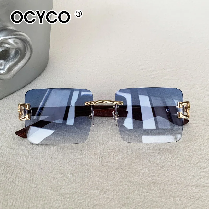 Mode Randlose Quadratische Sonnenbrille Für Mann Leopard Design Gradienten Sonnenbrille Frau Luxus Outdoor Brillen UV400 – Detail 15