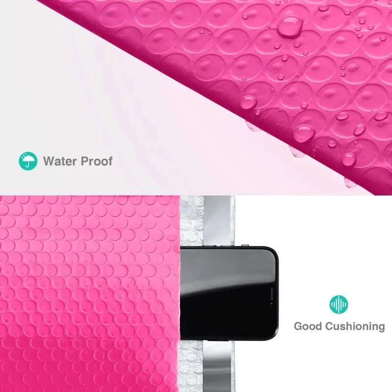 Bolha Acolchoada Envelopes para Mailers, Pérola Filme, Presente, Envelope Mail, Bolsa para Livro, Revista, Mailer Forrado, Auto Selo, Rosa, 50PCs