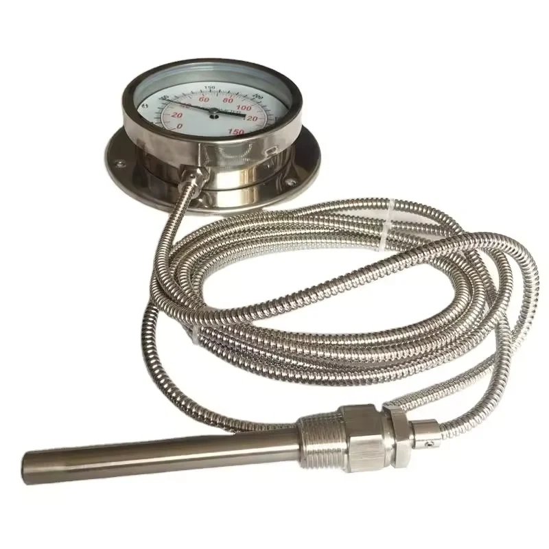 Dial 100mm Capillary Thermometer 0-600CC 100CC 500CC Stainless Steel Industrial Marine Pressure Gauge