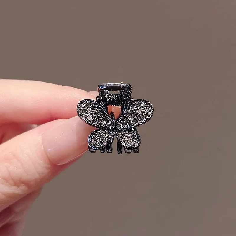 High-end Rhinestone Butterfly Hair Grab Exquisite Cute Mini Hair Claw Bangs Clip Princess Head Top Clip Women's Hair Accessories