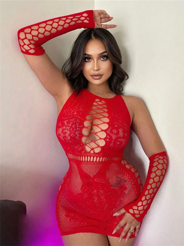 1PC Sexy Lingerie Body Stocking For Music Festival Open Crotch Hollow Out See Through Cover Up Bodystocking Without Underwear B