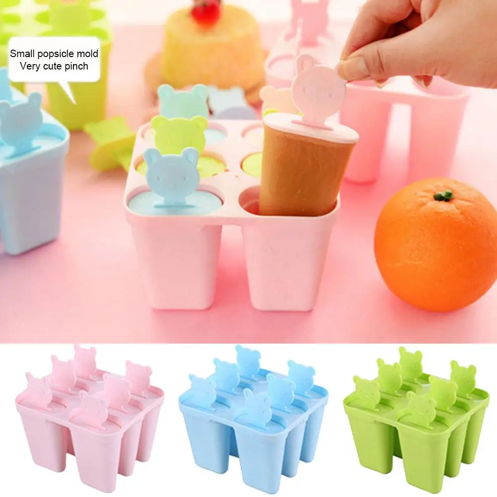 Little Bear Head Ice Molds With Stick Reusable Plastic Ice Cream Mold For Children Popsicle Mold Kitchen Ice Y5O7