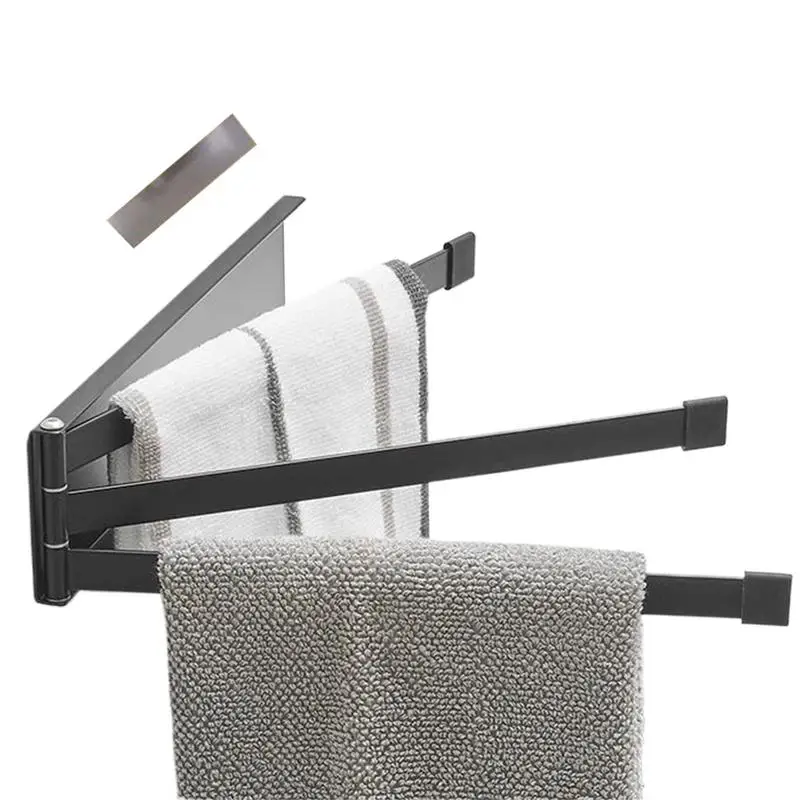 Magnetic Towel Rail Rack Wall Mounted Bathroom Folding Towel Drying Rack Kitchen Rag Hand Towel Storage Shelf Household Supplies - view 3