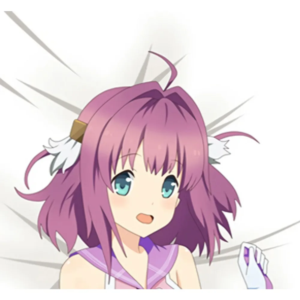 Rika Ichinose Dakimakura Pillowcase Lovely Purple Short Wavy Hair White Feather Hair Ornament Girl Character Double Sided Print