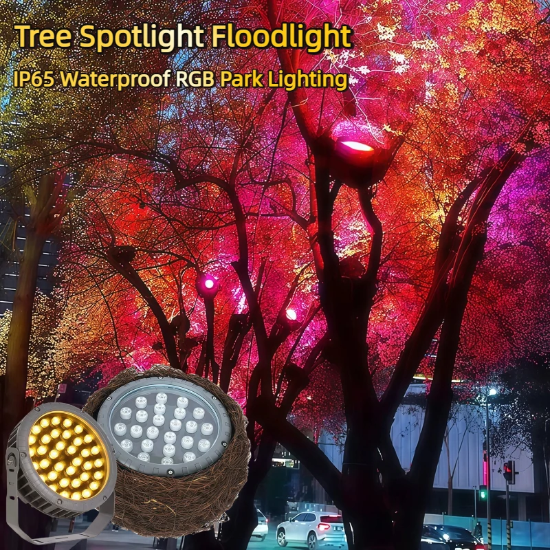 

Park Landscape Tree Spotlight Floodlight Greening of Courtyard Garden Light Outdoor IP65 Waterproof RGB Park Lighting 12W18W24W