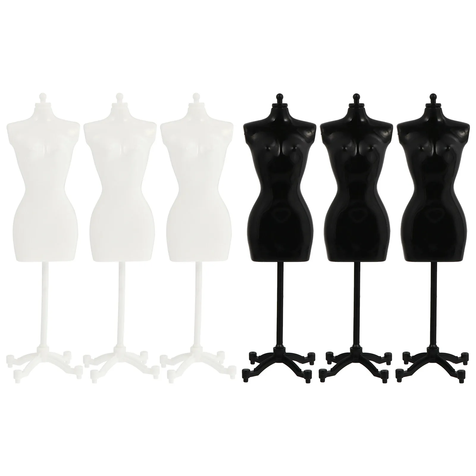 

6Pcs Half-Length Mannequin Stand Mini Display Rack Durable Simple Style Accessory Mini Mannequin Model Dress Rack