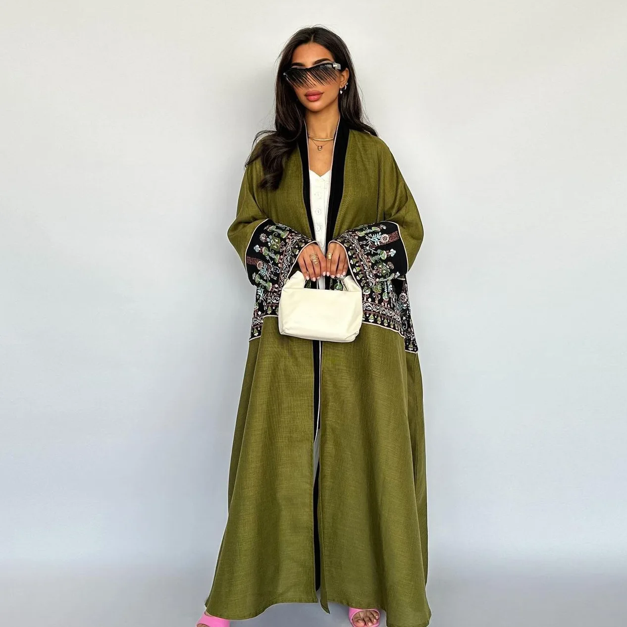 

Embroidery Kimono Abayas for Women Open Cardigan Muslim Long Dress Turkey Dubai Kaftan Eid Ramadan Islamic Jalabiya Caftan Robe