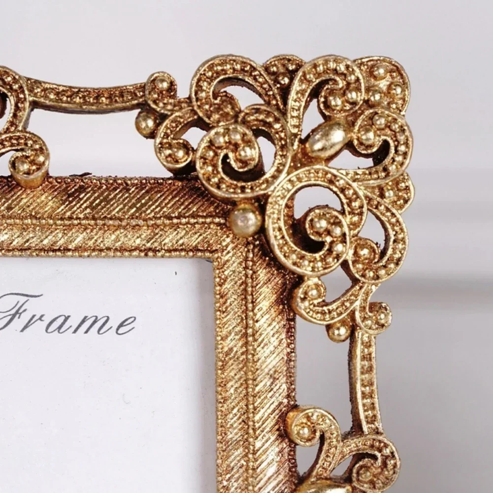 Wedding Decor Vintage Gold Frame Material Resin Tabletop Display Wall Hanging Option Compact Footprint Easel Back Square Design