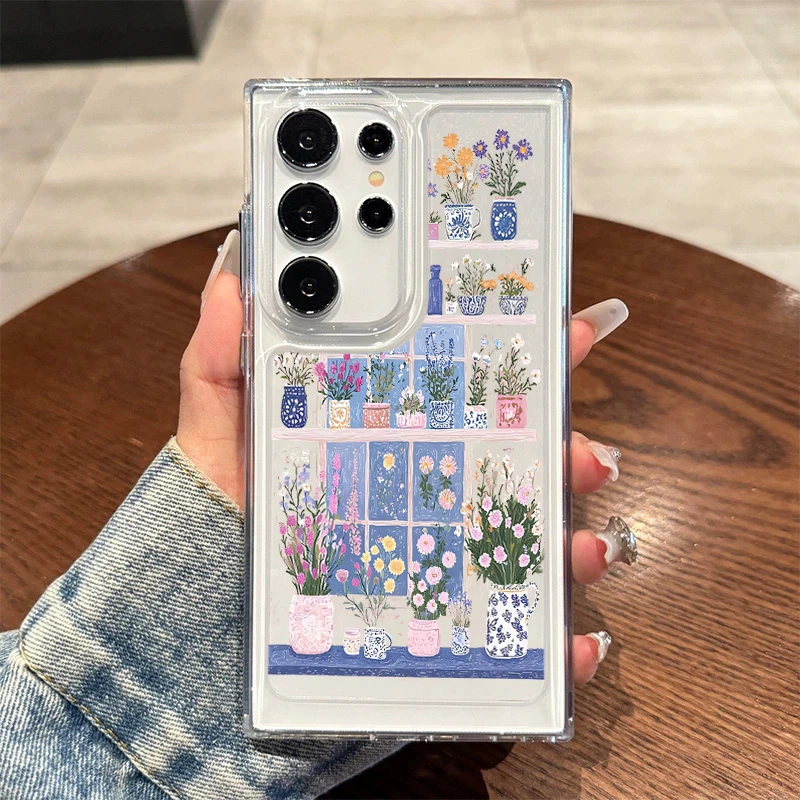 Kreatives Blumen-Bücherregal Transparente Hülle für Samsung Galaxy S25 S24 S23 Ultra S22 S21 FE A16 A15 A36 A56 A55 A54 A53 Note 20 Cover – Detail 8
