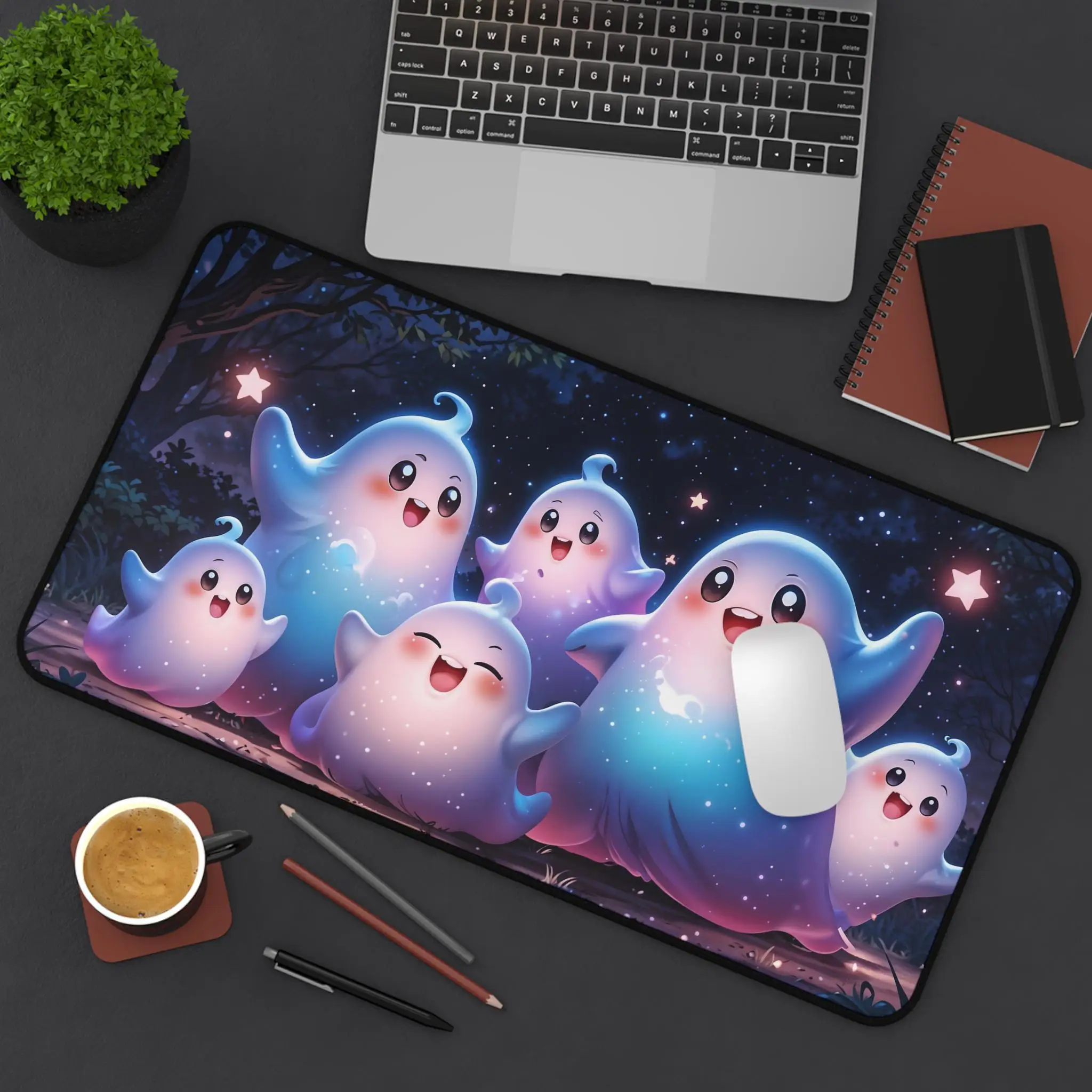 Cute Ghost Deskmat,fun Office Decoration,gamer Desktop Accessory,Halloween Gift,ghost-themed Home Office,perfect Gift for Friend