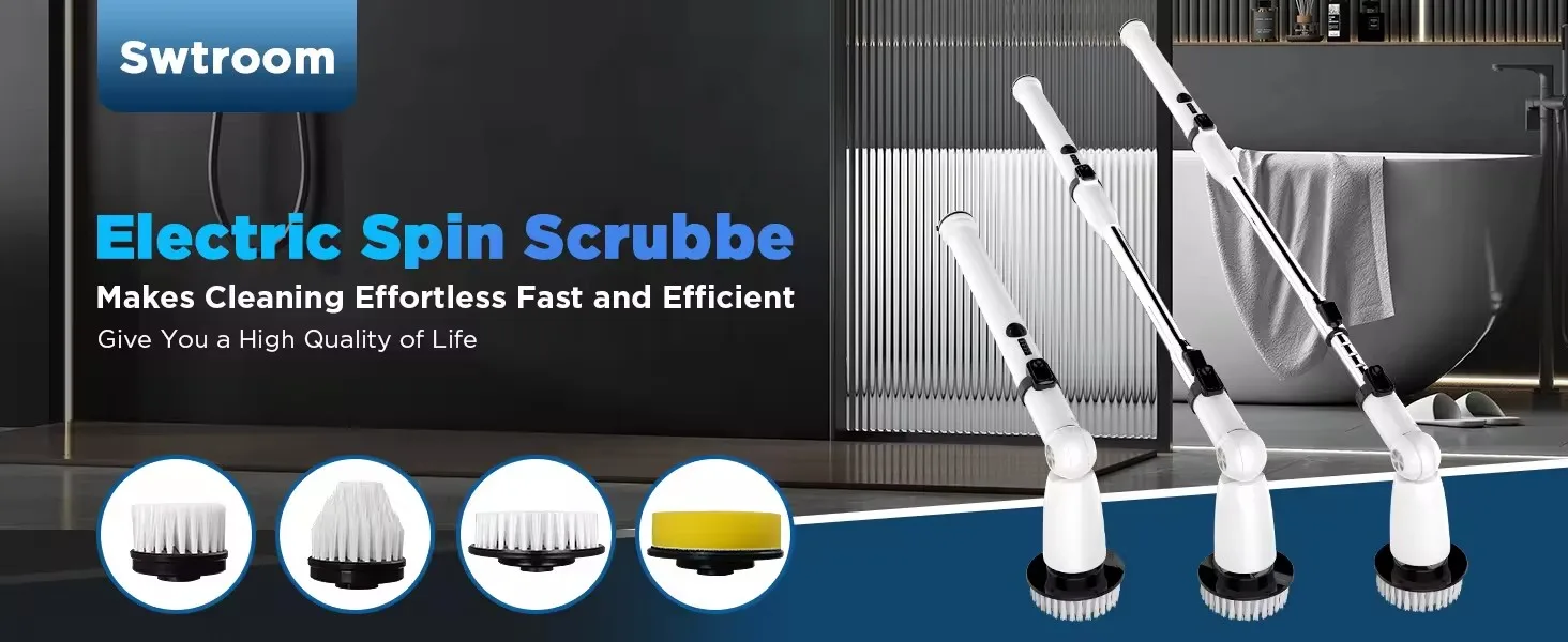 نافذة أرضية الحمام الكهربائية تدور الغسيل PP فرشاة التنظيف الكهربائية مع رؤوس فرشاة قابلة للاستبدال