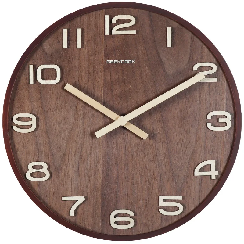 Curved Wood Wall Clock: Norwegian Forest 16 Inch Stereo Silent Curved Wood Wall Clock clock wall