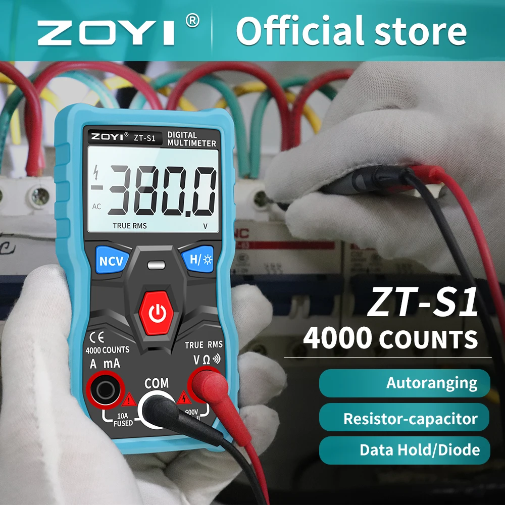 Zoyi-testador de Multímetro Digital s1 True Rms Autoranging com Ncv Retroiluminação Lcd Lanterna Como Rm403b