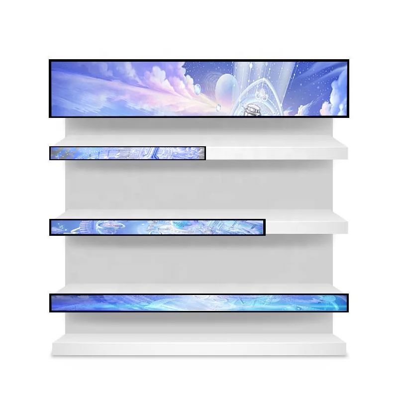 Supermarket Shelf Edge Shelves Stretch Touch Screen Digital Custom Shelf Lcd Display Strip Bar Advertising Screen Monitor