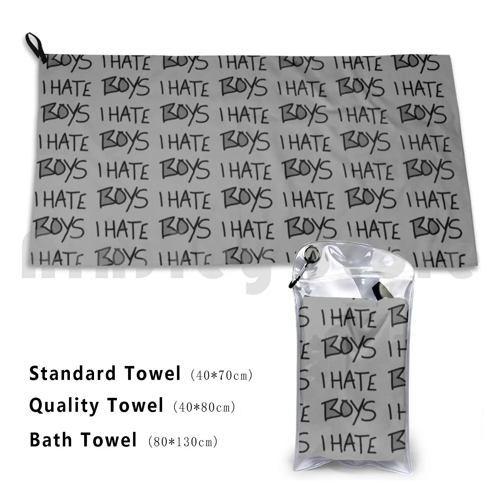 I Hate Boys Custom Towel Bath Towel I Hate Boys I Hate Boy Grey Graphic Punk
