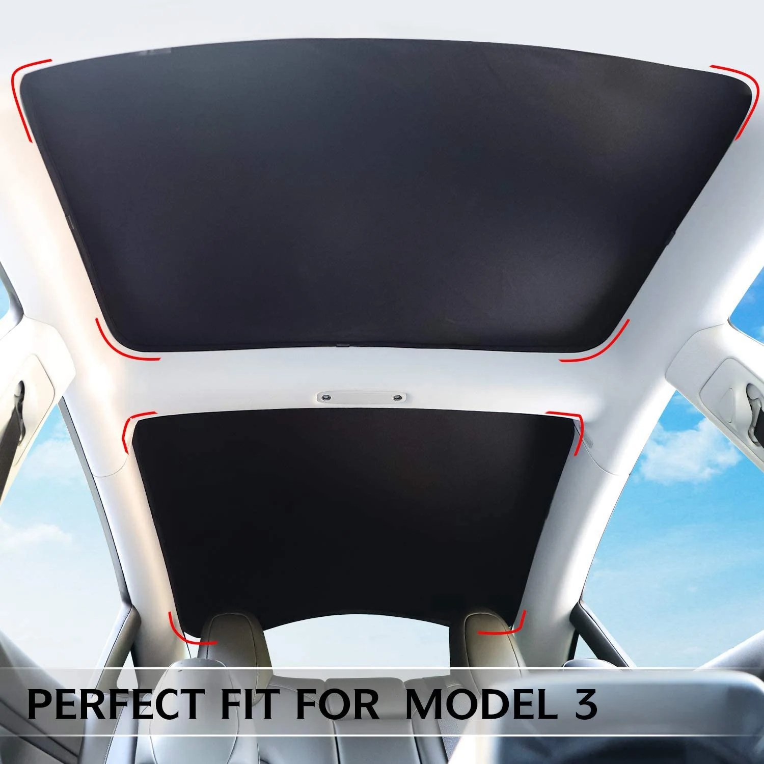 For Tesla Model 3 2021 Front Rear Sun Shades Glass Roof Sunshade UV Block Car Side Window Sunshade, 6PCS, Black