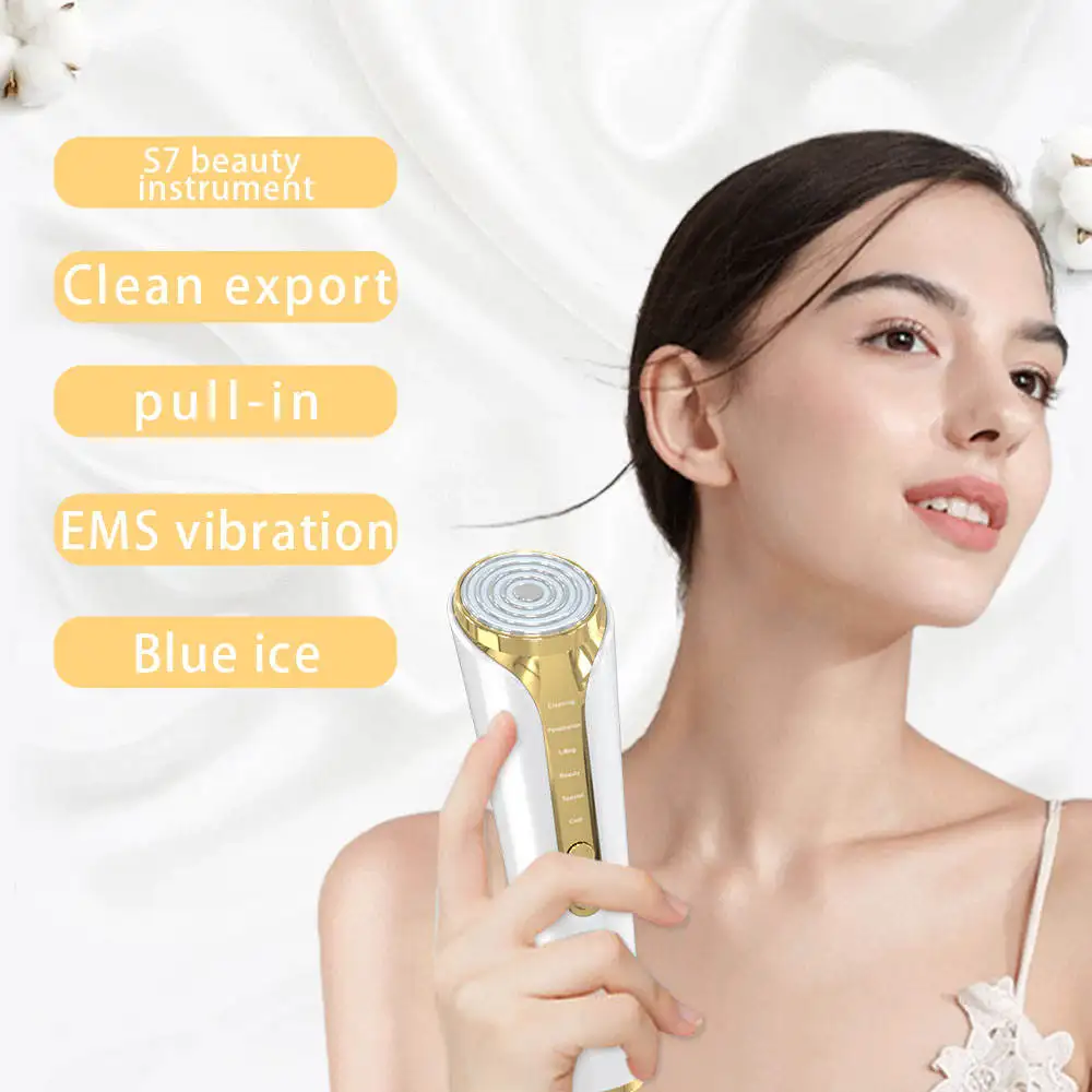 Facial Beauty Apparatus Massager Photon Facial Massager With Ems & Rf Light Vibration Hot&cold