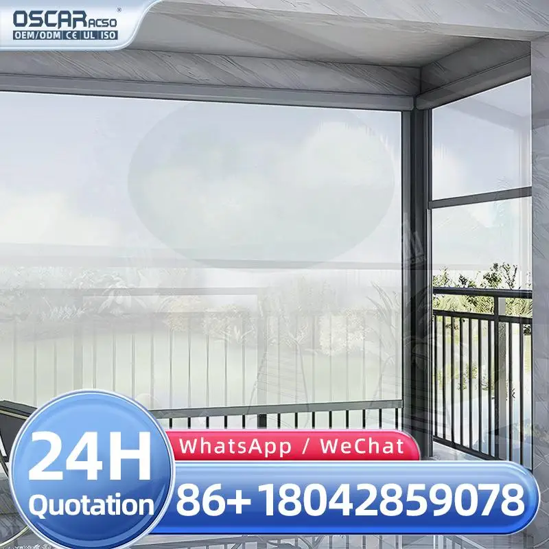 Motorized AntiUV Roller Blinds with Vertical Pattern Wireless Smart Sensor Remote Control for Cafe Restaurant Rolling Blind