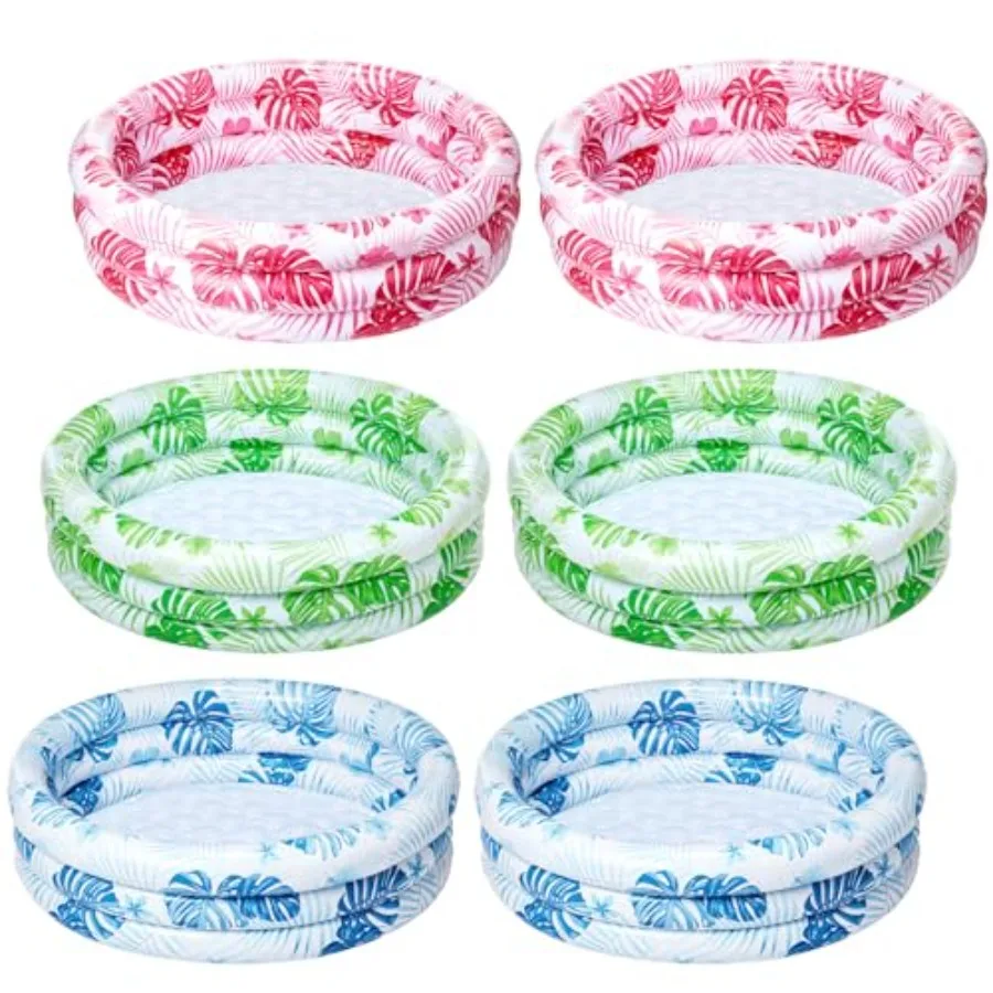 

6 Pack Inflatable Kiddie Swimming Pool for Indoor Outdoor Water Play PVC Material Blue and Yellow Quick-Inflate Design