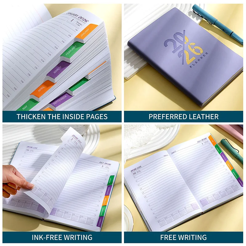 مخطط جديد 2026 A5 مع ختم رقائق الذهب، دفتر تقويم شهري أسبوعي يومي باللغة الإنجليزية لمنظم جدول مكتب المدرسة #3