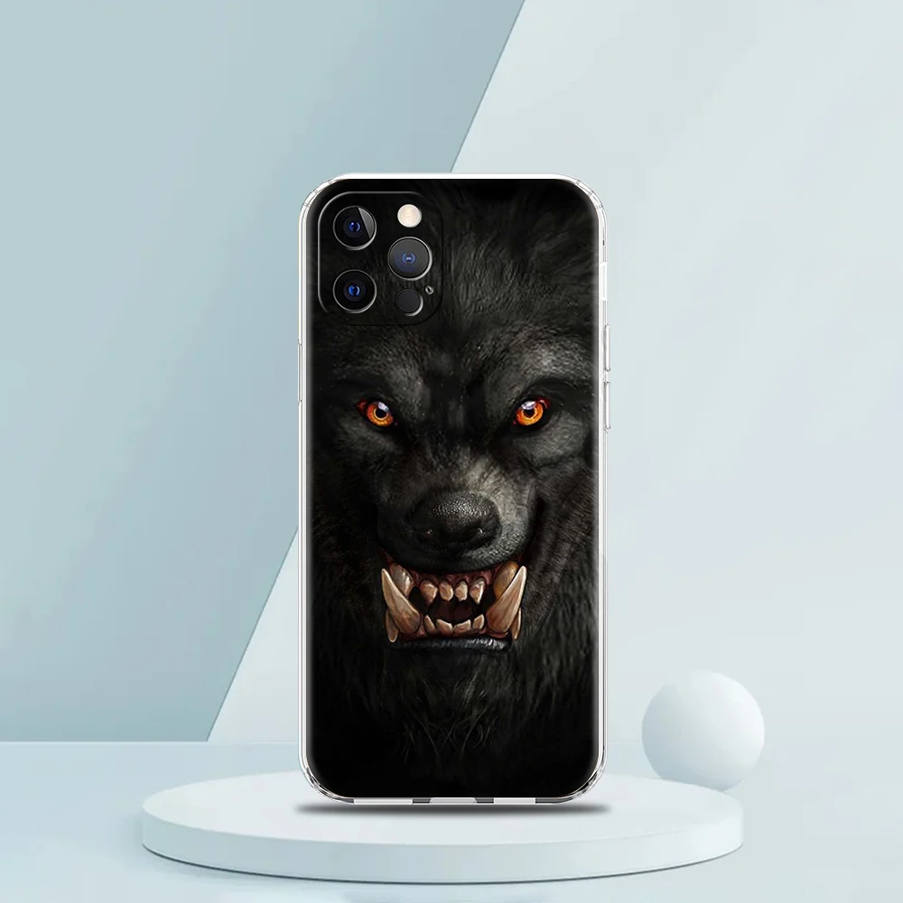 Animal Lion Wolf Tiger Case for iPhone 16 15 14 13 12 Pro Max Cover Transparent Soft for iPhone 11 Pro Max 7 8 Plus XS XR Bags