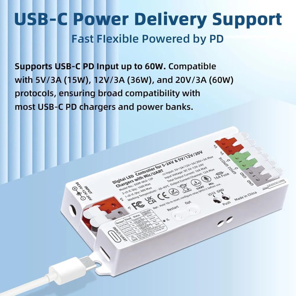 controller-led-digitale-per-esp32-compatibile-con-wled-con-ingresso-microfono-e-interfaccia-uart-alimentazione-usb-c-5v-12v-20v