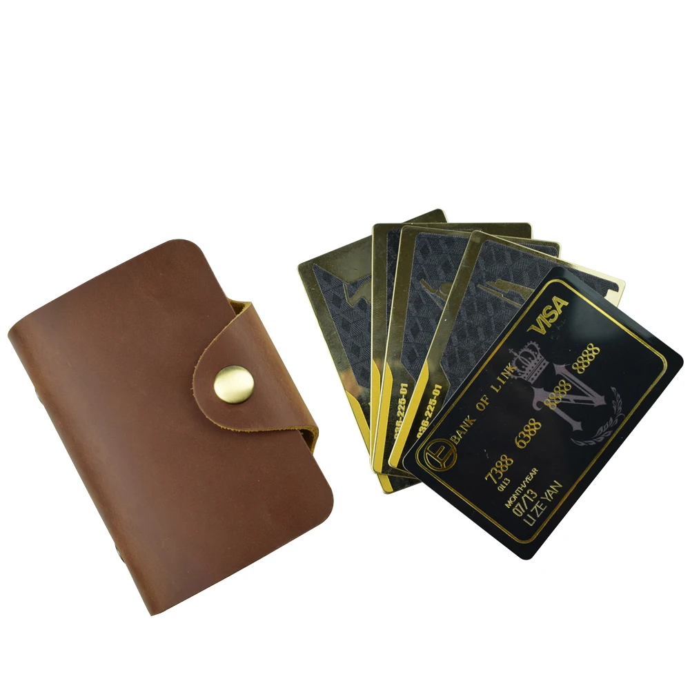 حافظة بطاقات عمل جلدية مع جيوب متعددة للبطاقات - حامل بطاقة الائتمان، منظم بطاقة الاسم #4