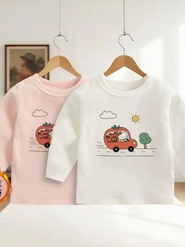 

Thiened Warm Self-Heating German Velvet Base irt Autumn Winter Children's Inner Wear Fce Lined Top Baby Toddler Kids