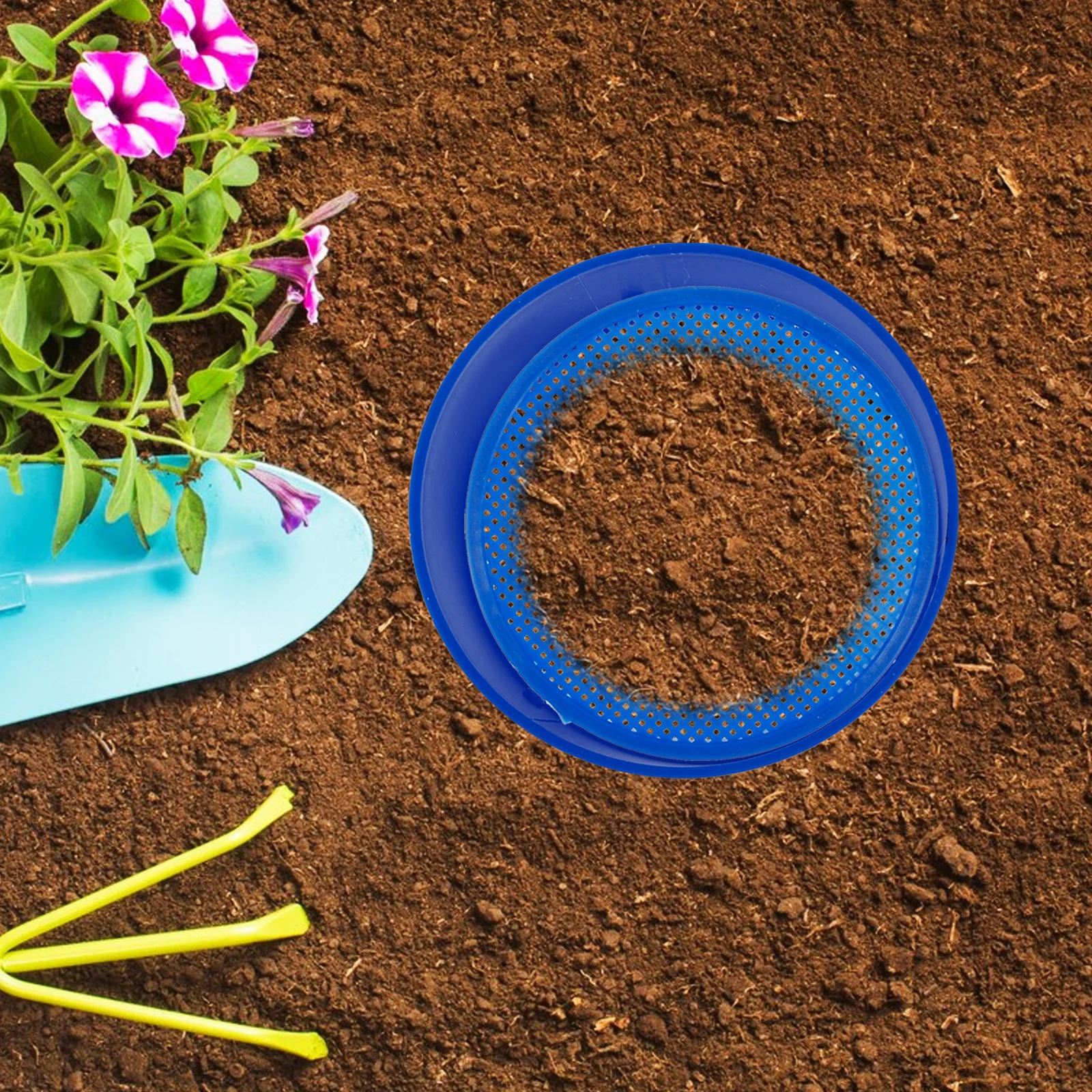 

1Set Plastic Soil Sifter Garden Tool Manual Soil Sieve Lightweight Durable Mesh Sieve for Sand Gravel Filtering