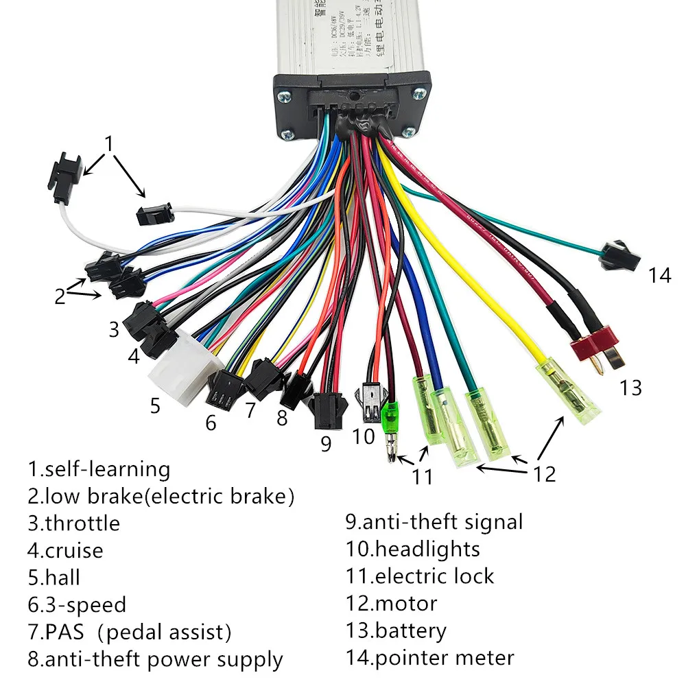 36V 48V 350W E-Bike Controller Electric Scooter Brushless Controller with PAS for Electric Bike/Hub Motor/BLDC Motor