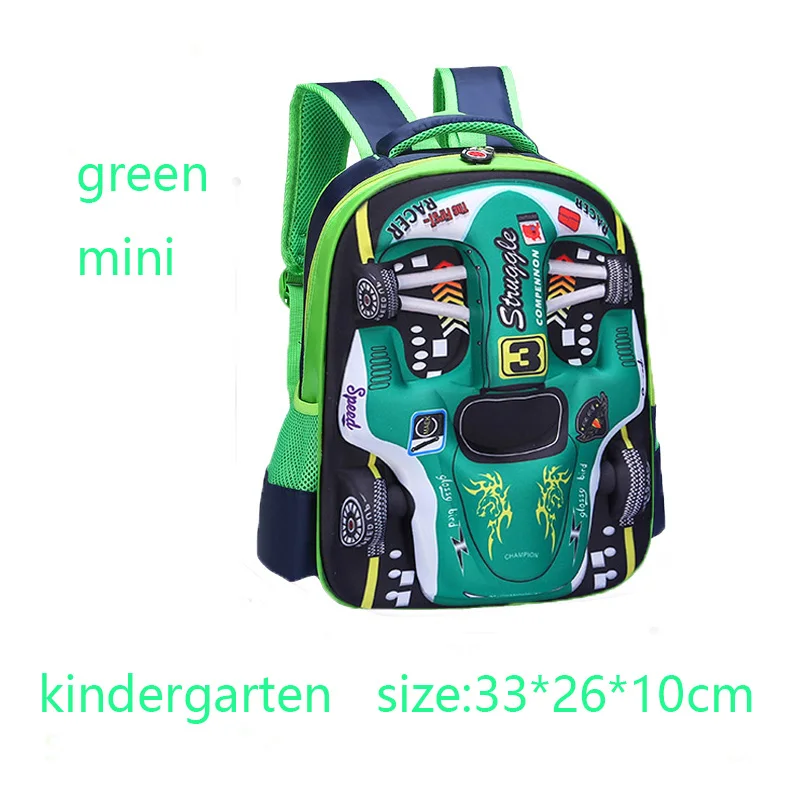 Wasserdichter, leichter 3D-Auto-Rucksack, Kindergarten-Kind-Vorschulrucksack, junge Kinder, Jungen, Mädchen, Schultasche, Grundschule, Rot, Blau