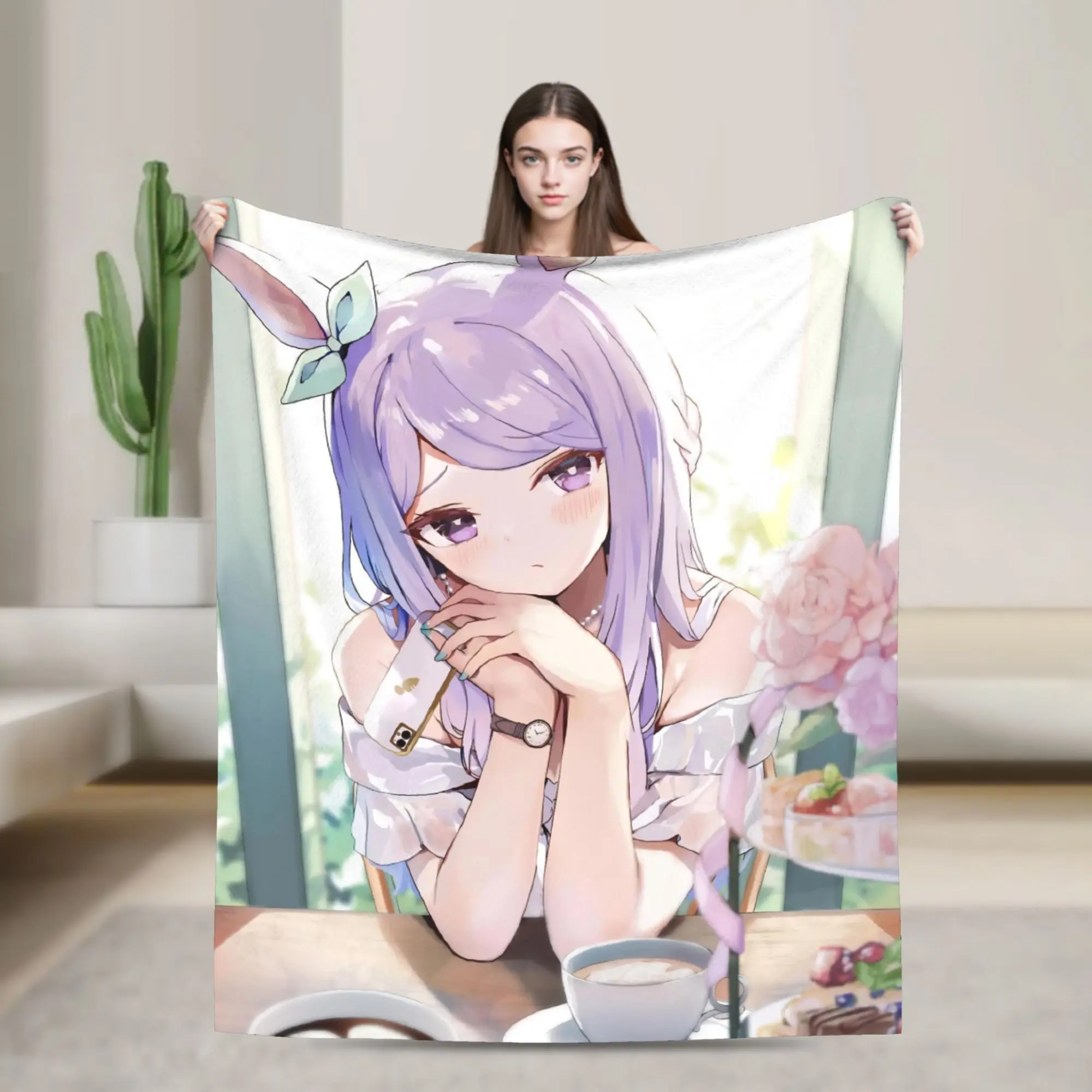 Umamusume Pretty Derby Mejiro Blankets Coral Fleece Plush  Winter   Multifunction Warm Throw Blankets for Bed Couch Bedspreads