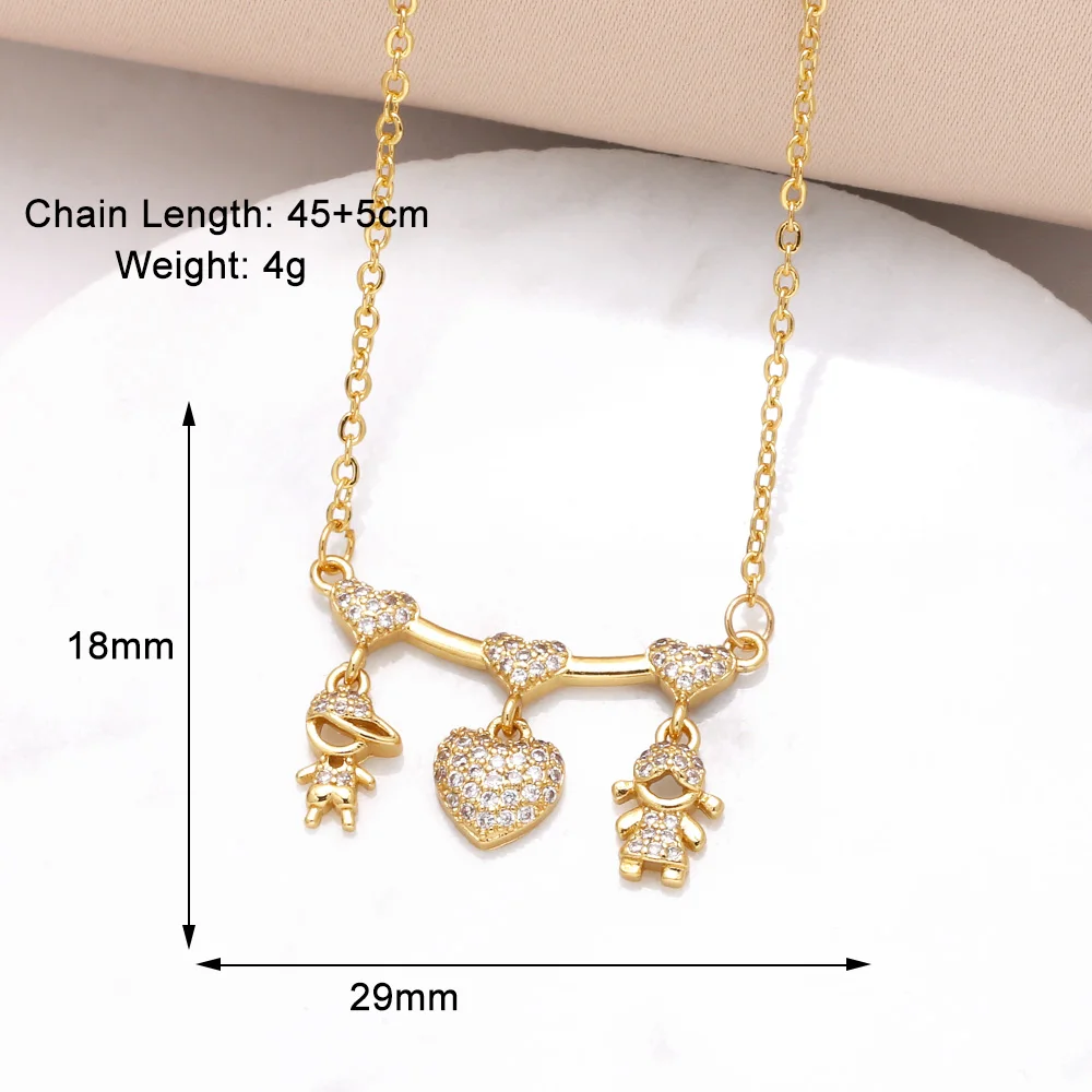 FLOLA Small Crystal Boy and Girl Necklaces for Women Gold Plated Figure Necklace Couple Jewelry nkea069