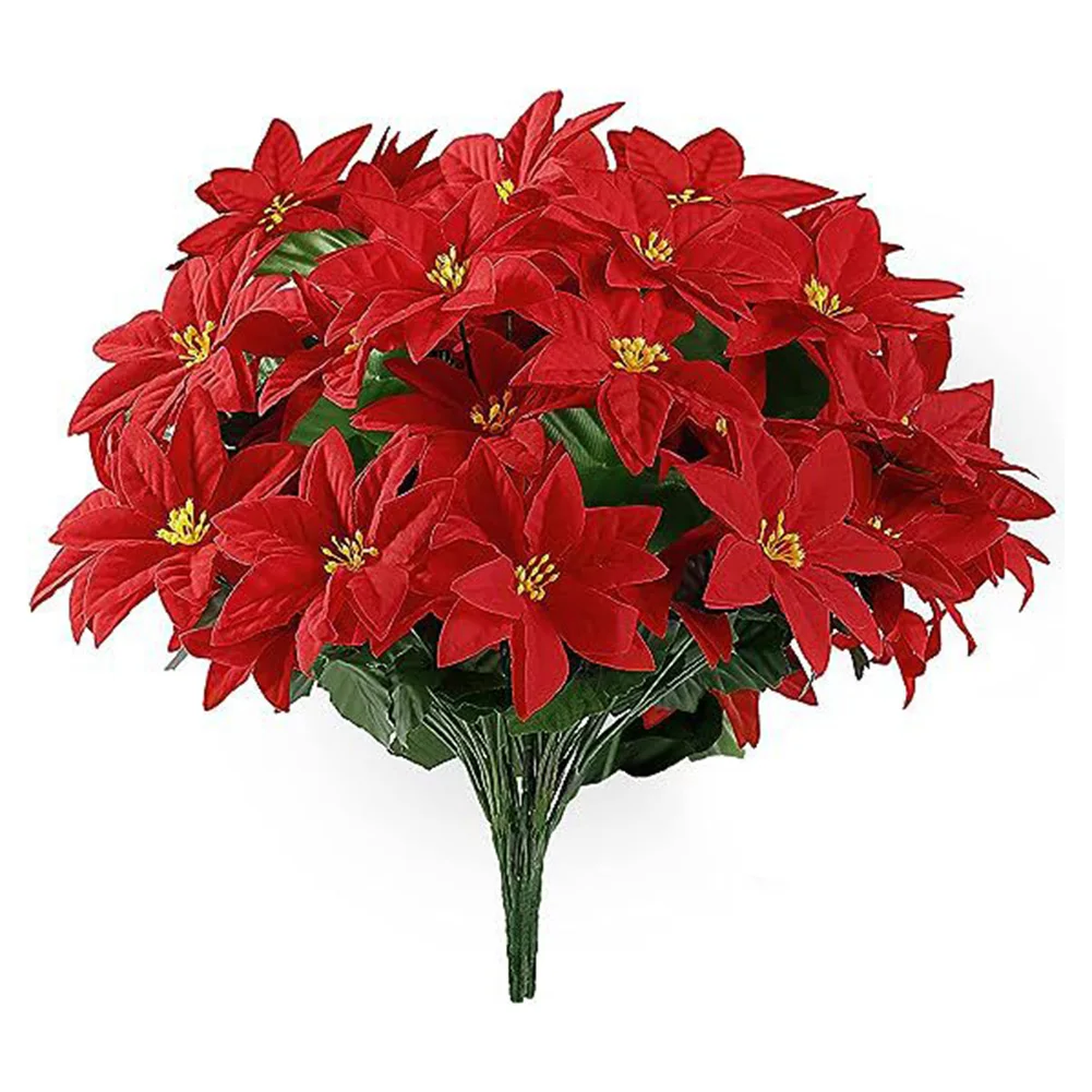 36cm Christmas Red Flowers Creative Decoration Easy Care Non-Watering Flowers Versatile Use Christmas Celebration