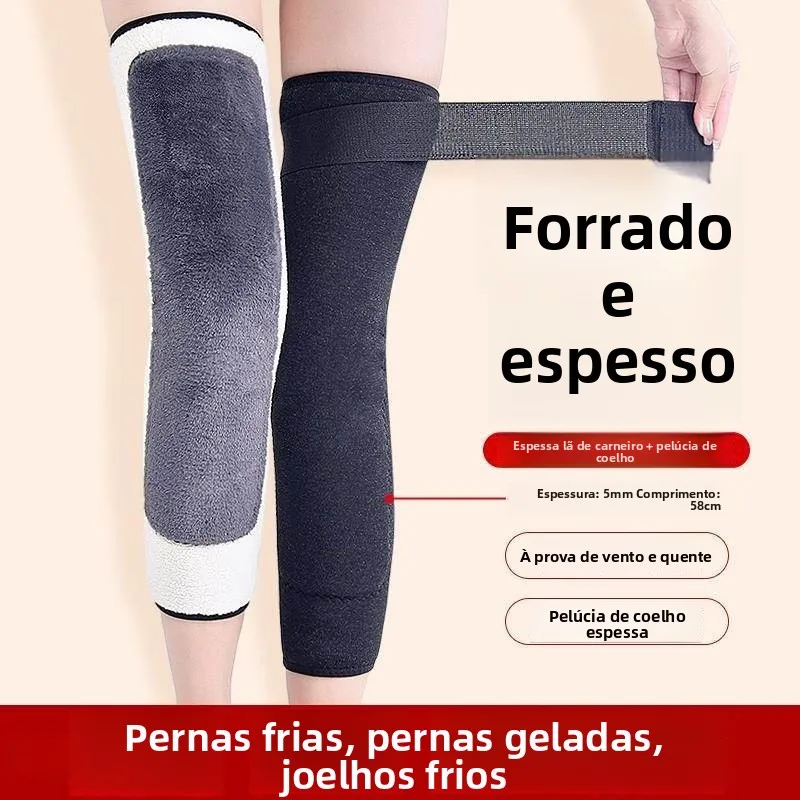 Joelheiras Forradas de Lã Quentes Antiderrapantes de Crimento Estendido para Homens e Mulheres Uso Especial para Apoio aos...