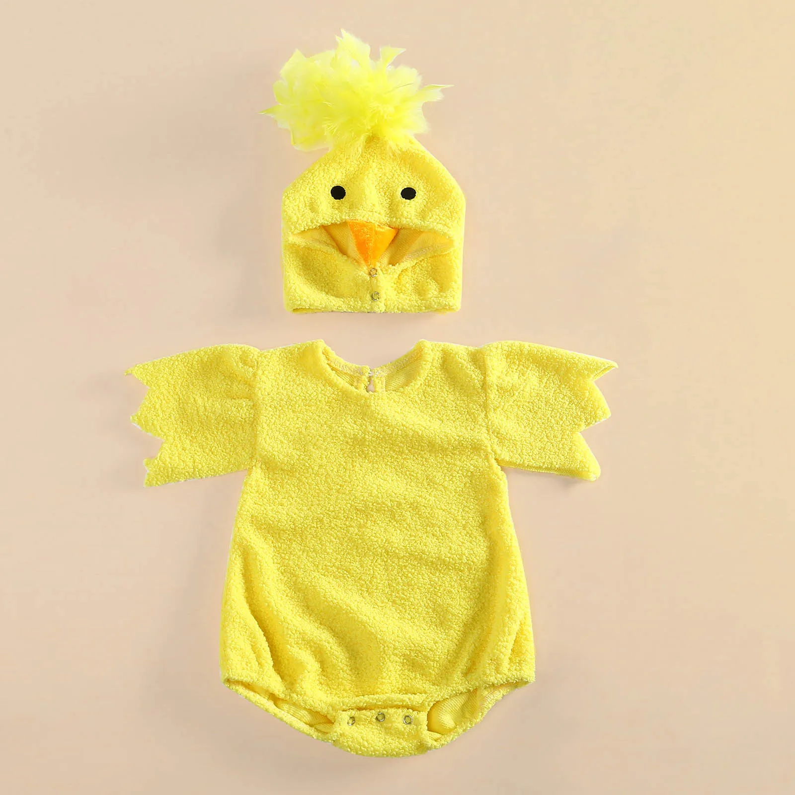 Christmas Outfits Infant Boys Girls Cosplay Chicken Animal Costume Winter Fleece Hooded Romper Bodysuits With Hat Dress Up Set